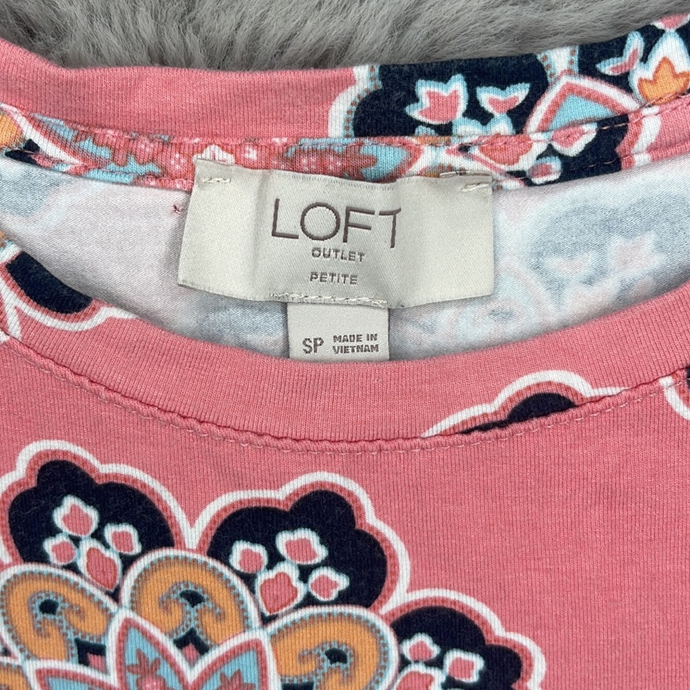 Loft Petite Pink Shift Dress with Medallion Print, Women’s Size SP